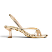 Strappy Slingback Kitten Heels - Gold