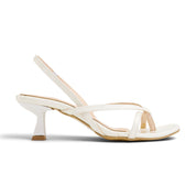 Strappy Slingback Kitten Heels - White