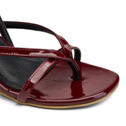 Strappy Slingback Kitten Heels - Maroon