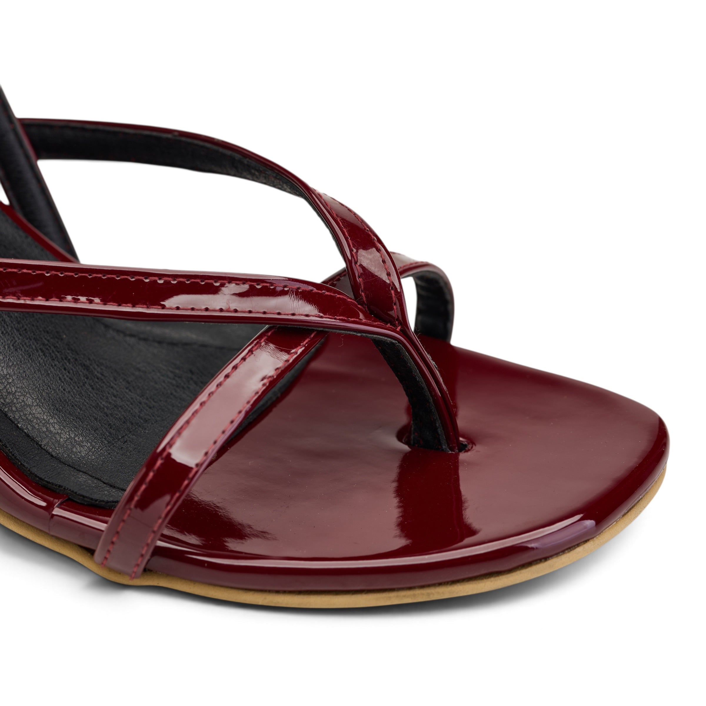 Strappy Slingback Kitten Heels - Maroon