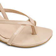 Strappy Slingback Kitten Heels - Beige