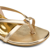 Strappy Slingback Kitten Heels - Gold
