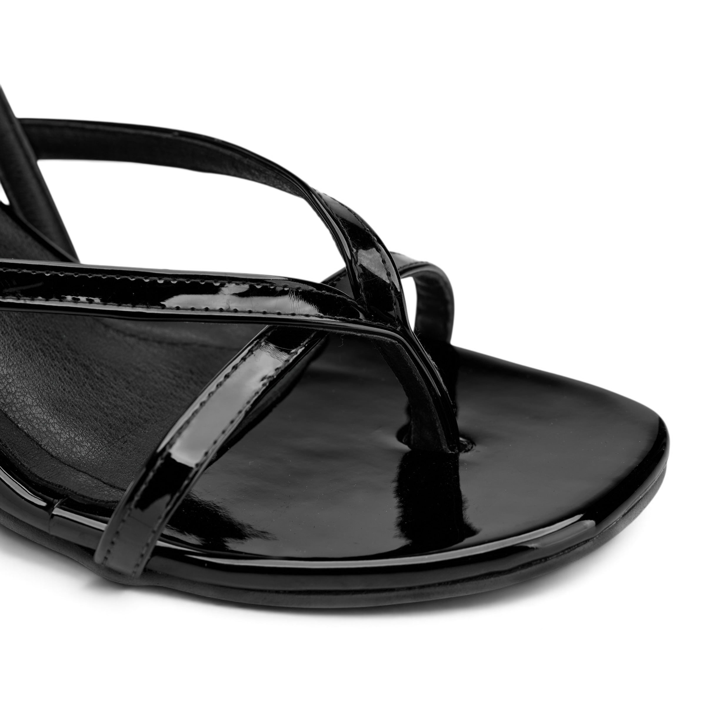 Strappy Slingback Kitten Heels - Black