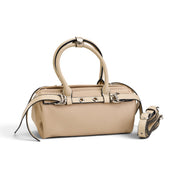 Edgy Buckle Top-Handle Bag - Beige