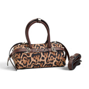 Edgy Buckle Top-Handle Bag - Brown-Tiger