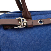 Edgy Buckle Top-Handle Bag - Blue