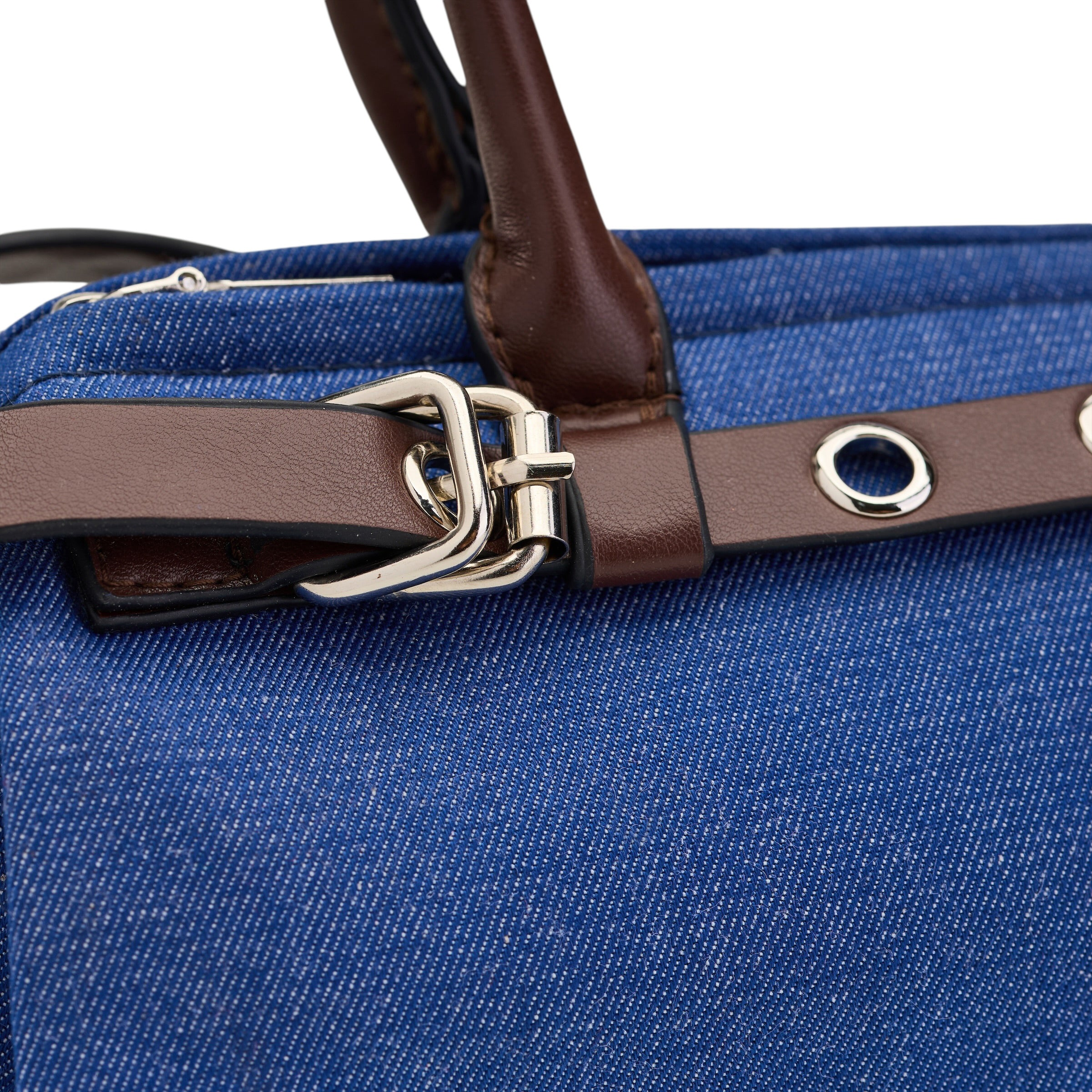Edgy Buckle Top-Handle Bag - Blue
