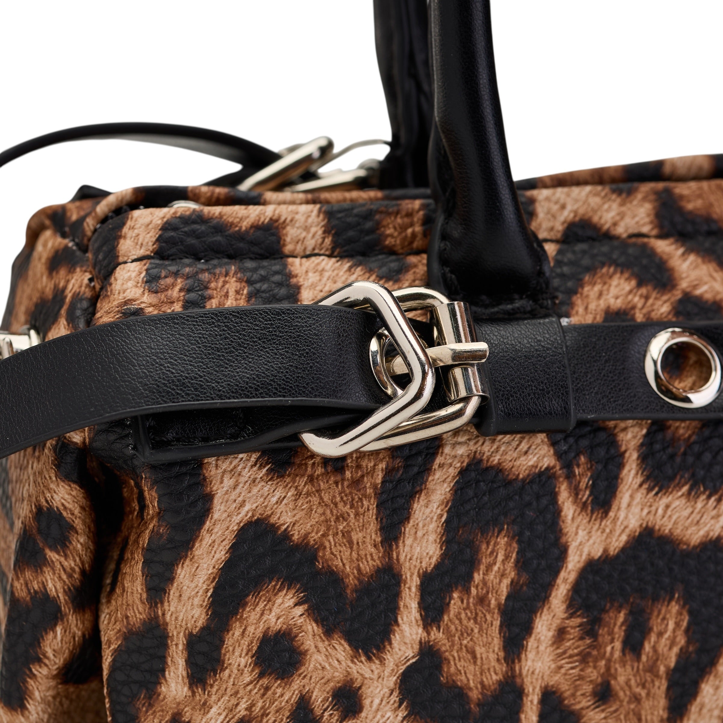 Edgy Buckle Top-Handle Bag - Black-Tiger