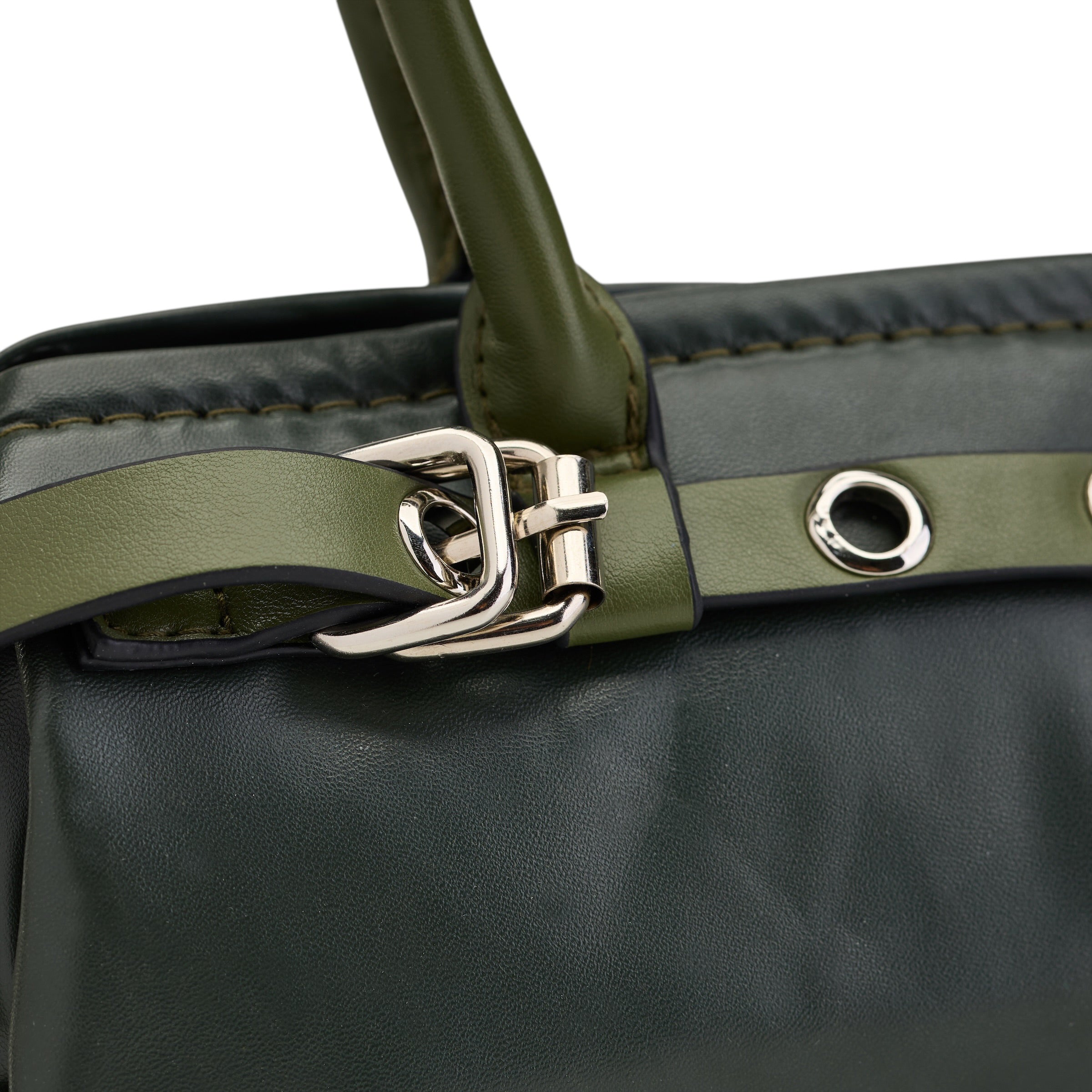 Edgy Buckle Top-Handle Bag - Green