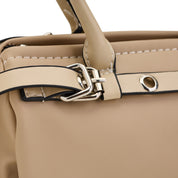 Edgy Buckle Top-Handle Bag - Beige