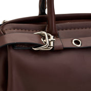 Edgy Buckle Top-Handle Bag - Brown