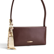 Silk-Scarf Accent Shoulder Bag - Maroon