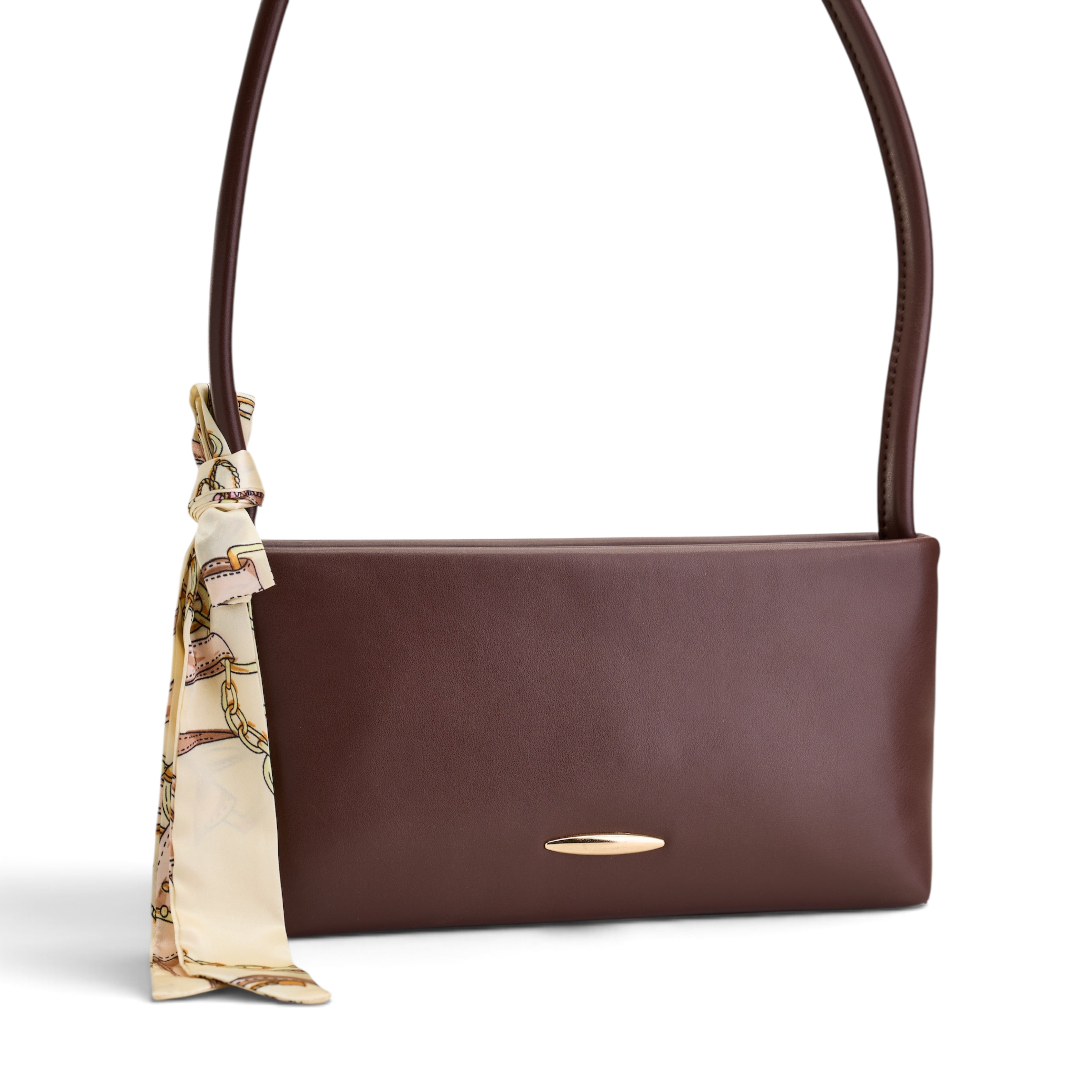 Silk-Scarf Accent Shoulder Bag - Maroon