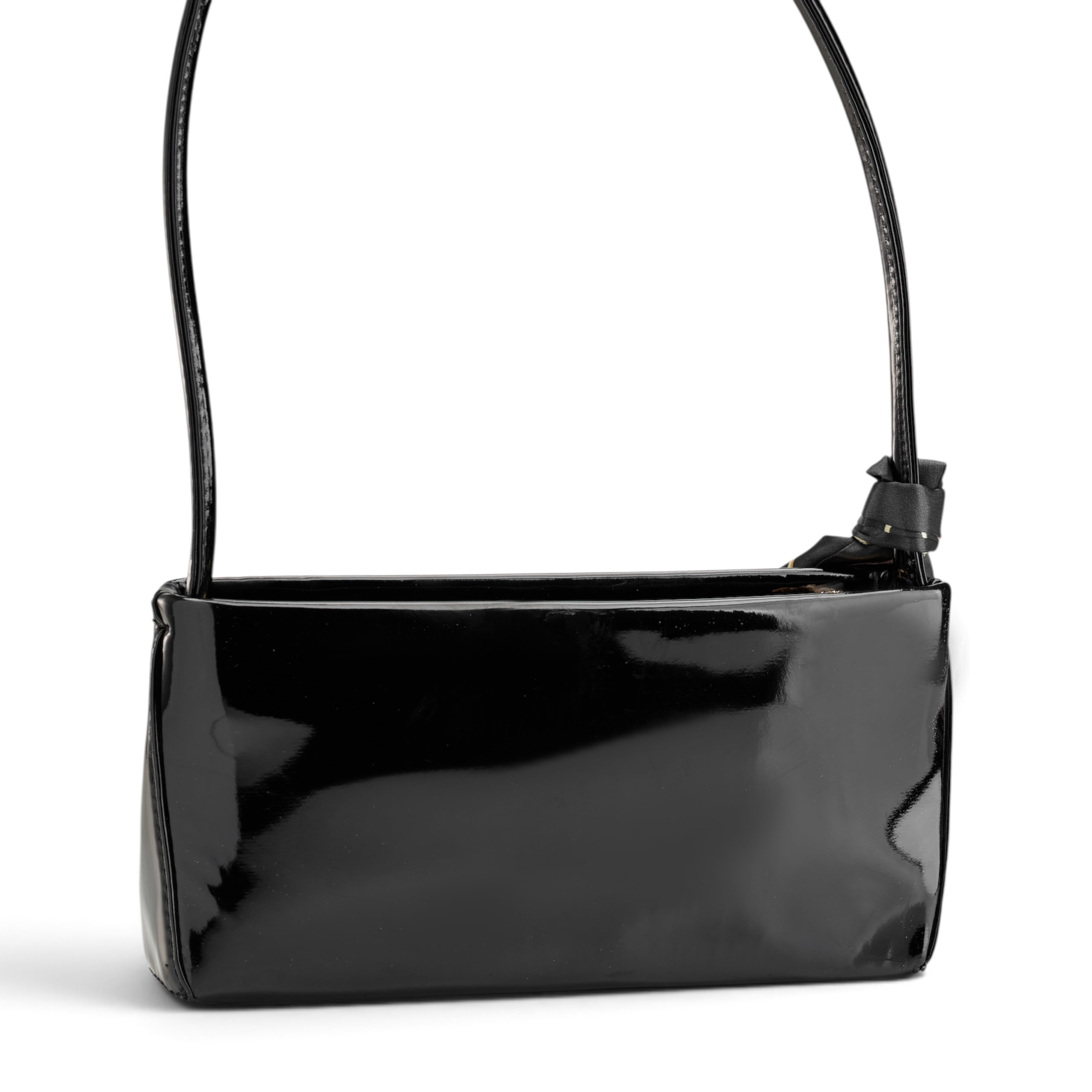 Silk-Scarf Accent Shoulder Bag - Black