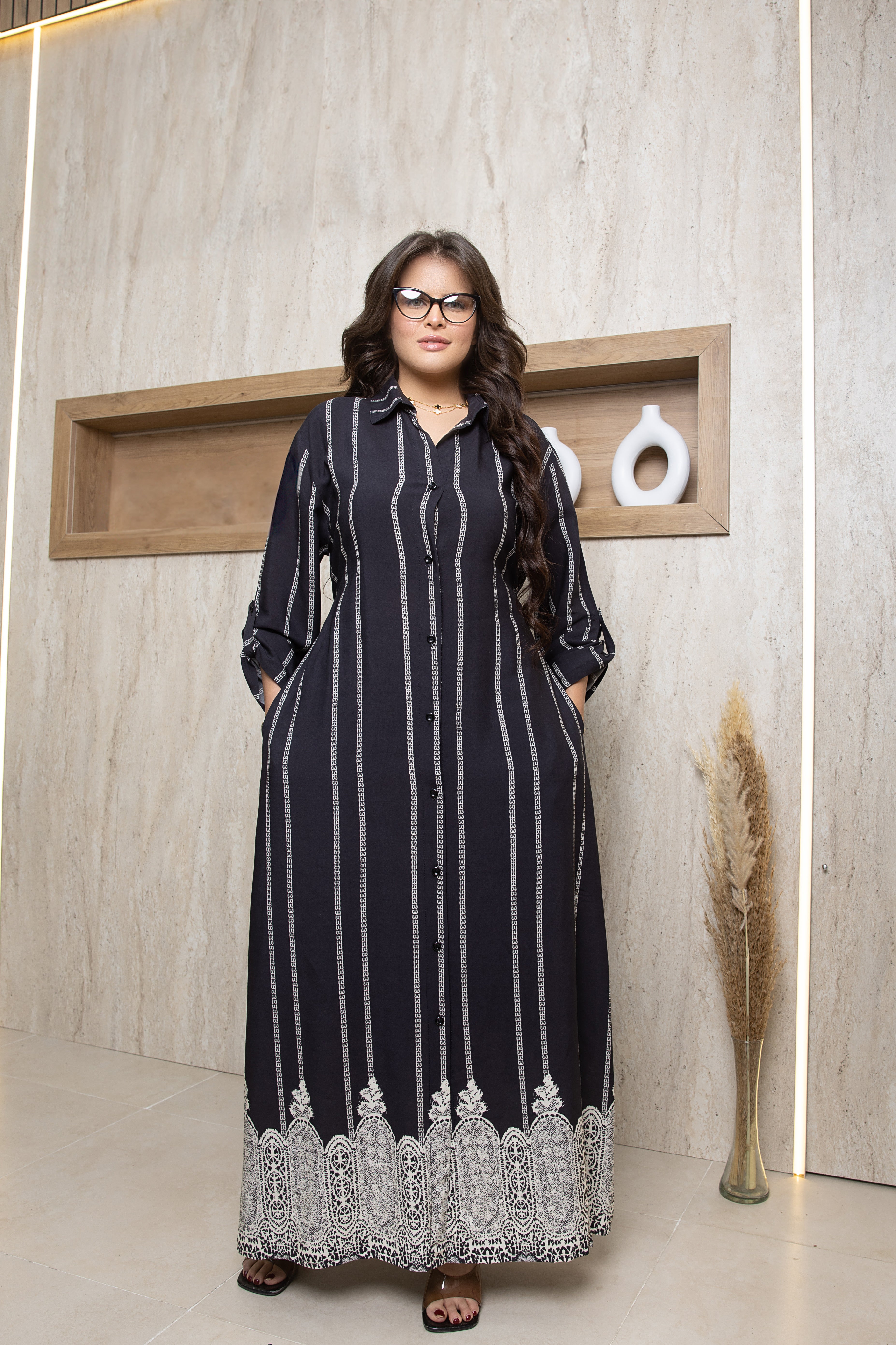 bohemia striped shirt maxi dress Striped Button Down Long Sleeve Collared Flowy Boutique Maxi Shirt Dress Peach Orange / S-M-L/2-2-2