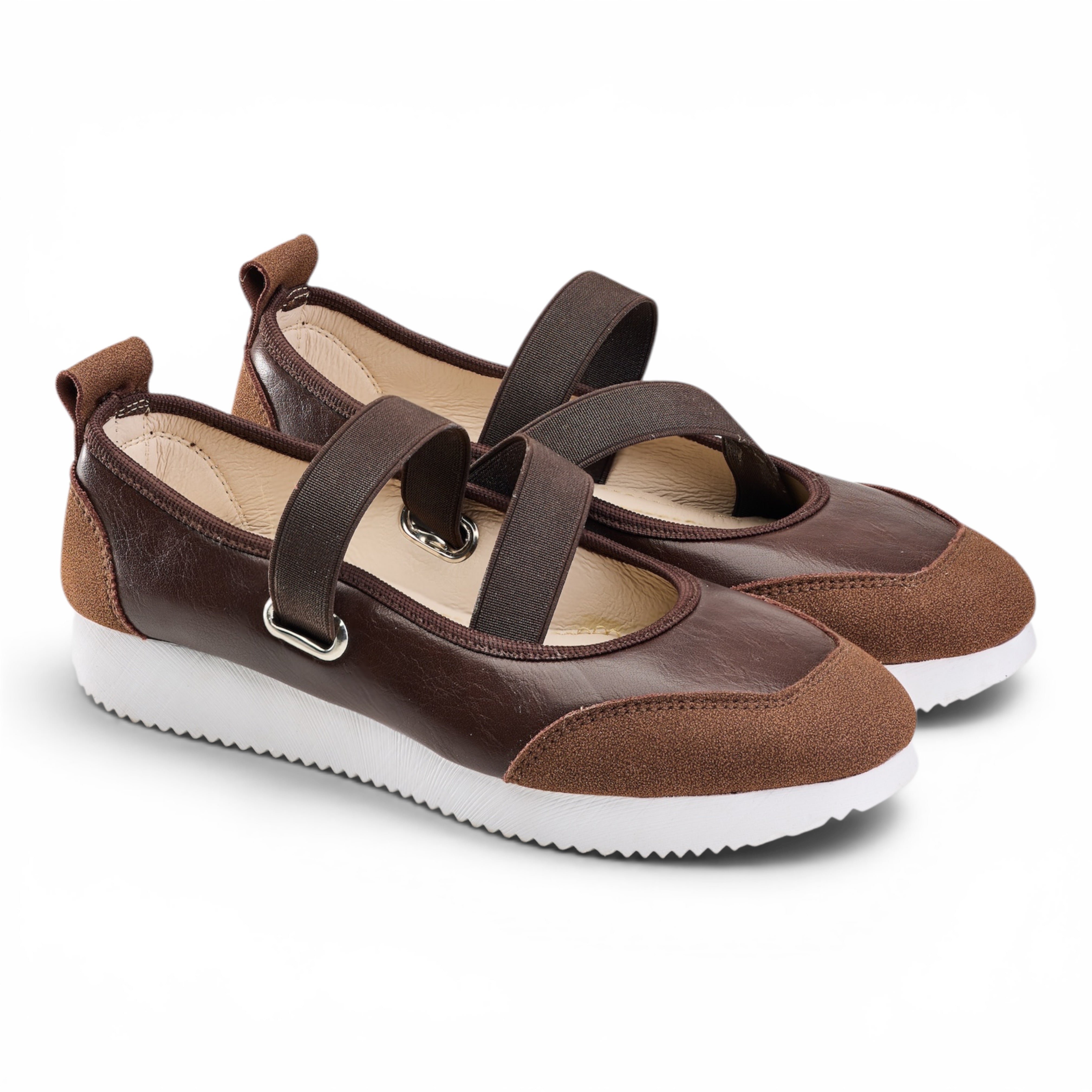 Metallic Mary Jane Flats - Brown