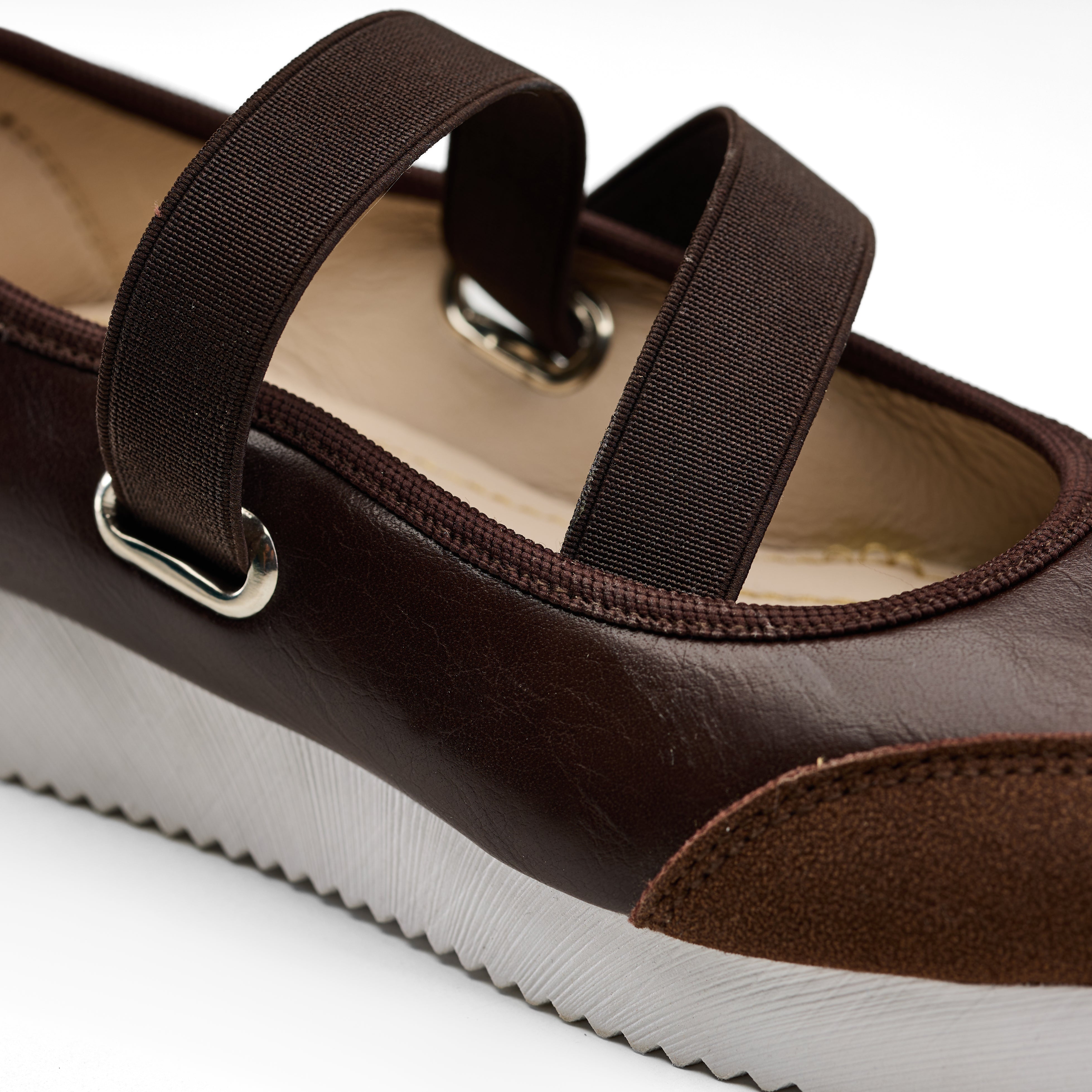 Metallic Mary Jane Flats - Brown
