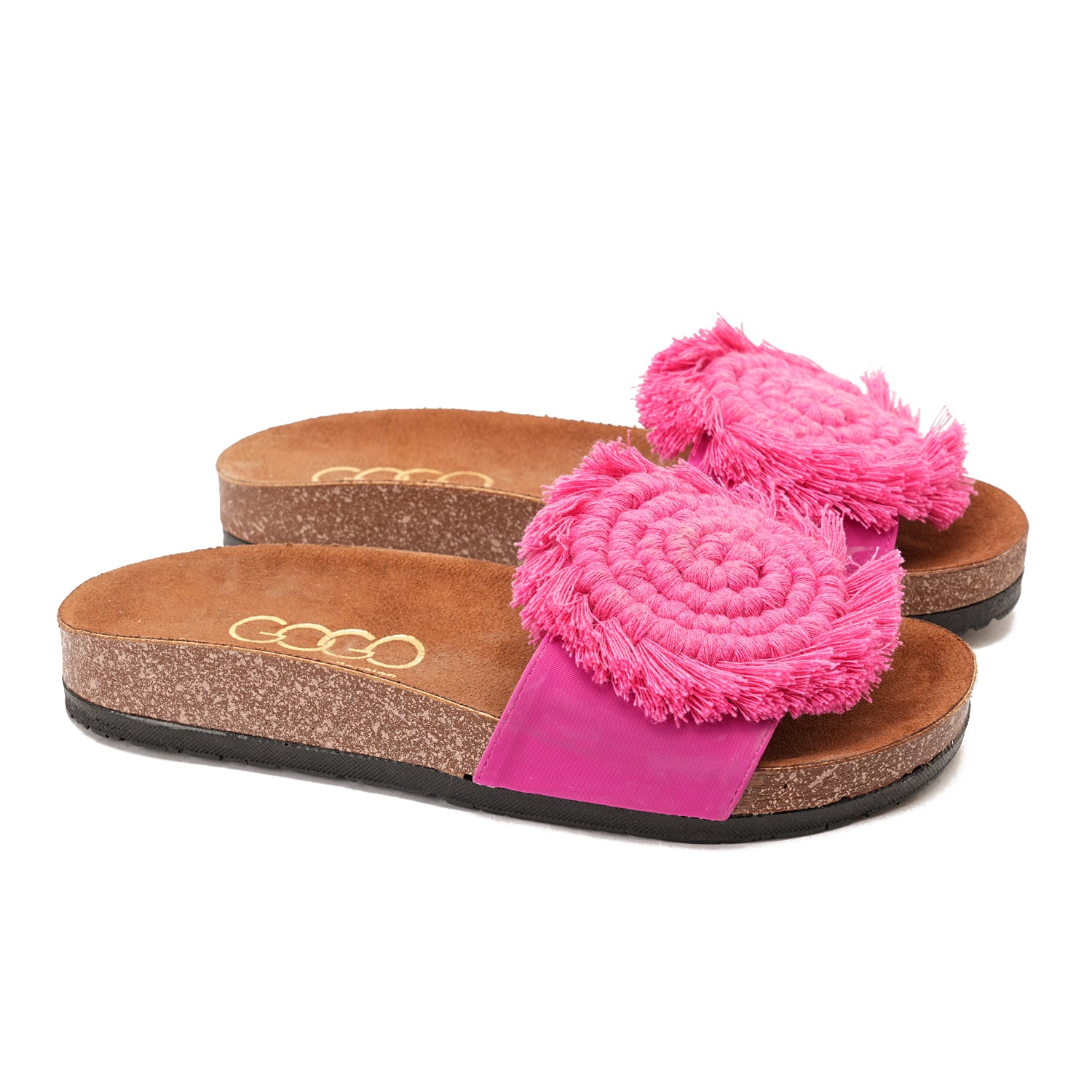Pink slipper handmade with a flower-shaped design