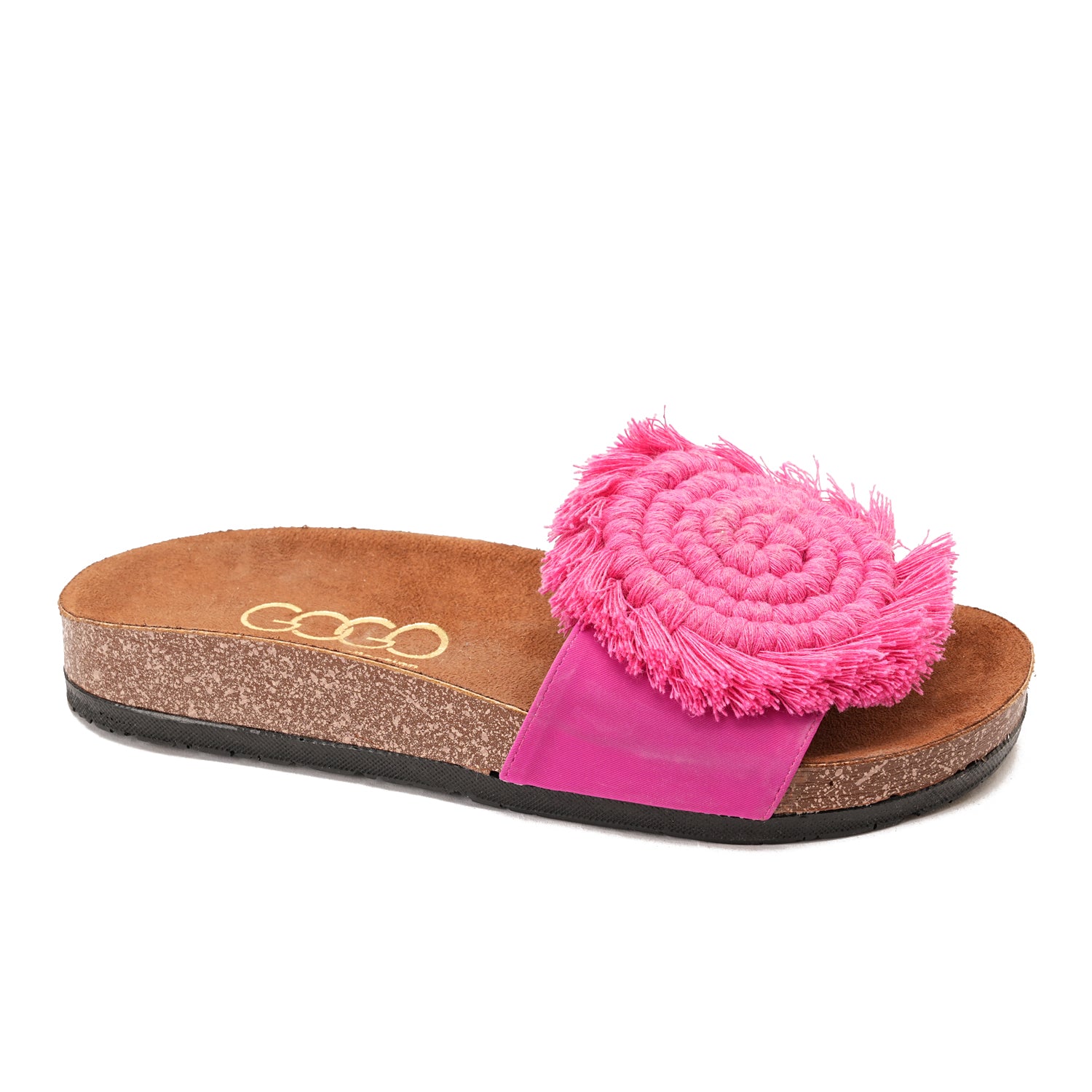 Pink slipper handmade with a flower-shaped design
