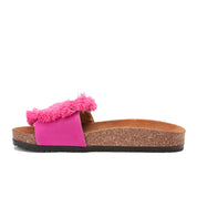 Pink slipper handmade with a flower-shaped design