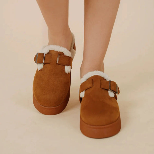 Faux Fur-Lined Suede Clogs - Gogo