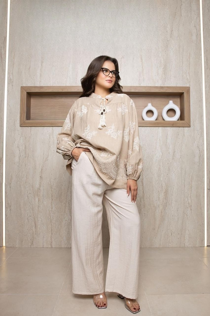 Bohemian Style Two-Piece Set - Beige