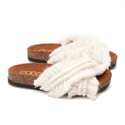 White slipper handmade with two wide straps