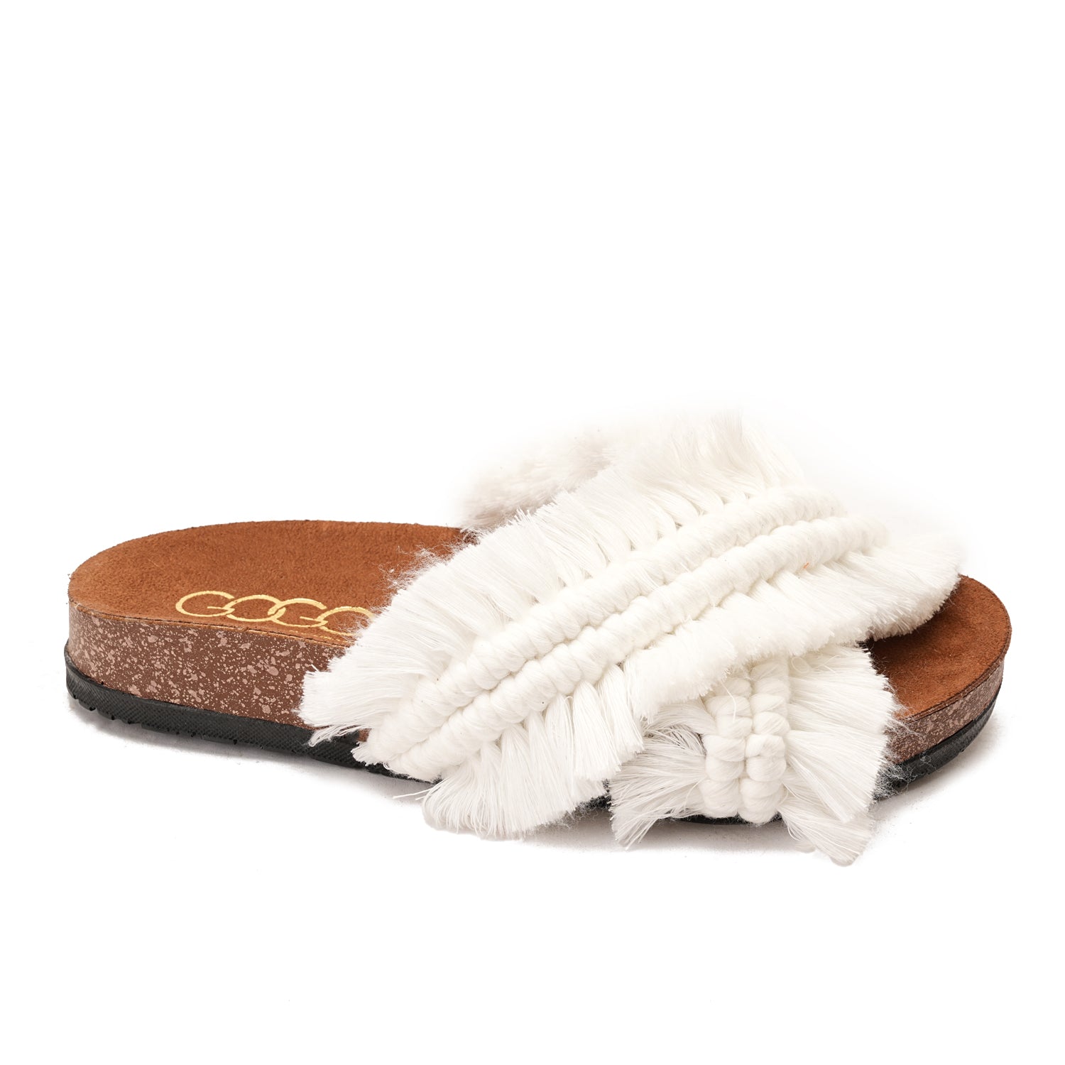 White slipper handmade with two wide straps