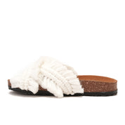 White slipper handmade with two wide straps