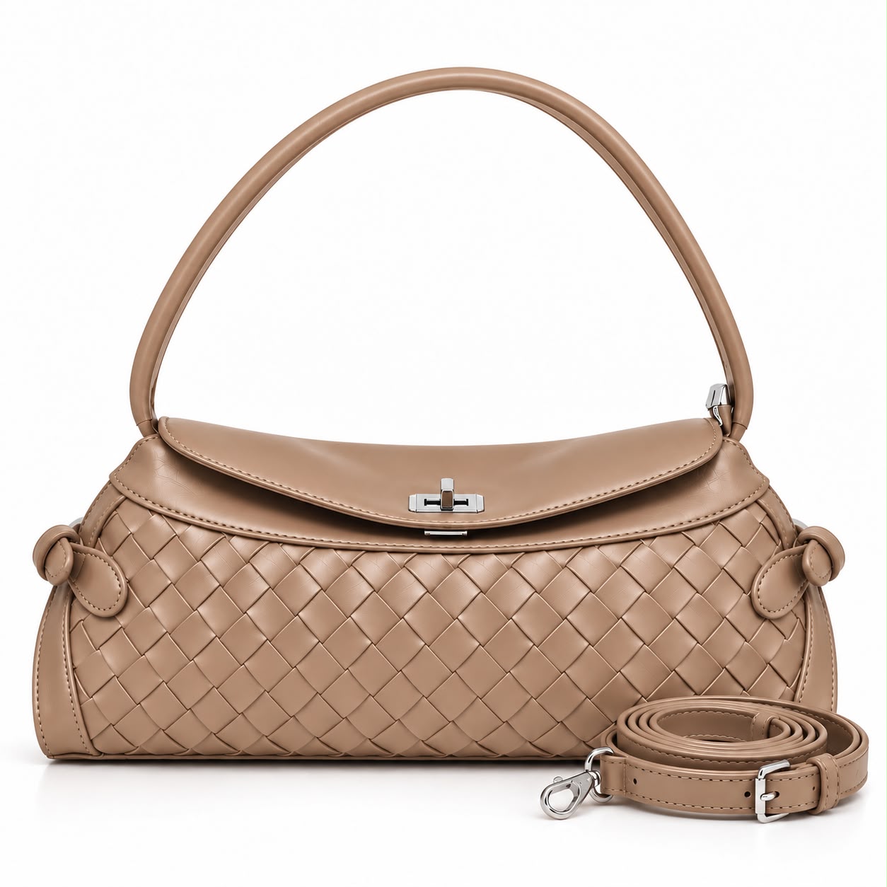 Sienna Woven Shoulder Bag – Cafe