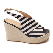  black Women's striped high heel sandal