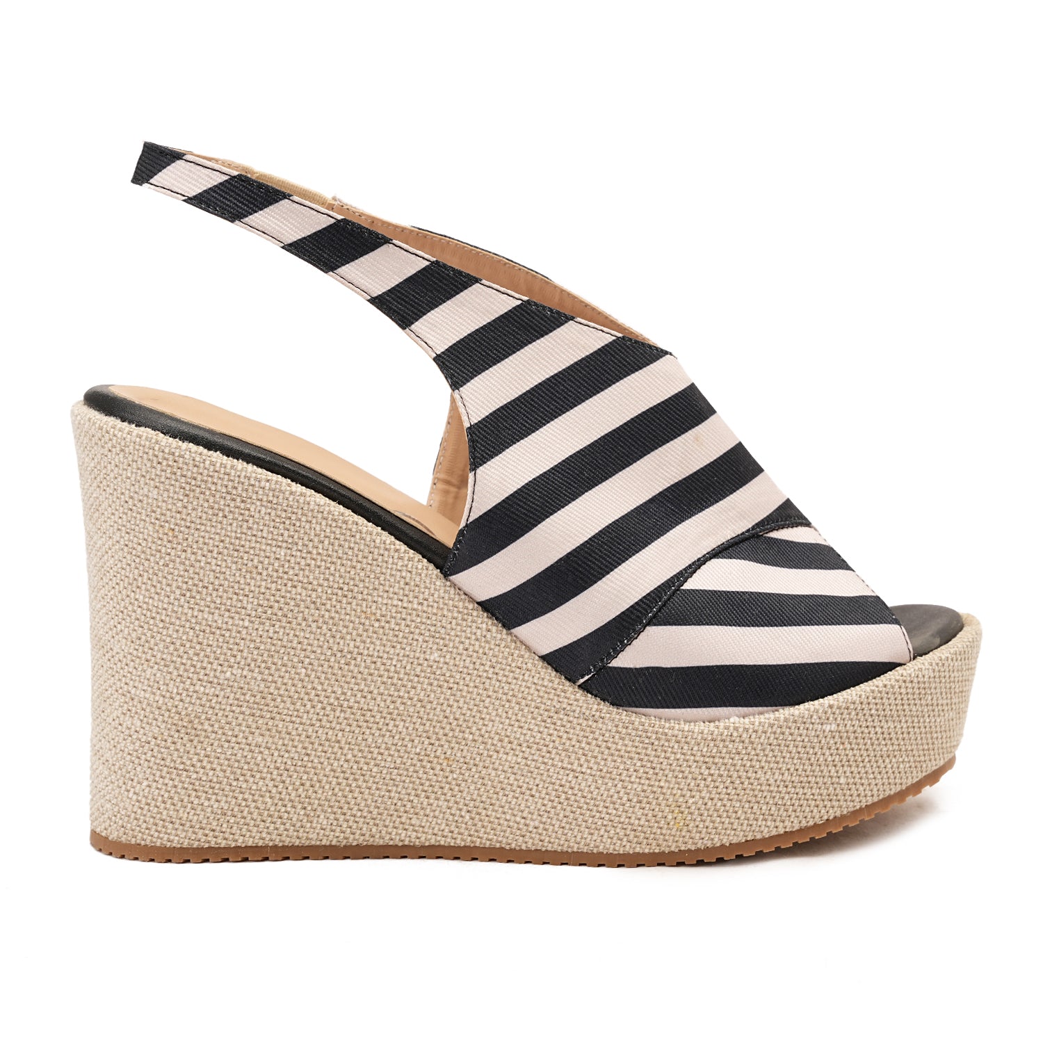  black Women's striped high heel sandal