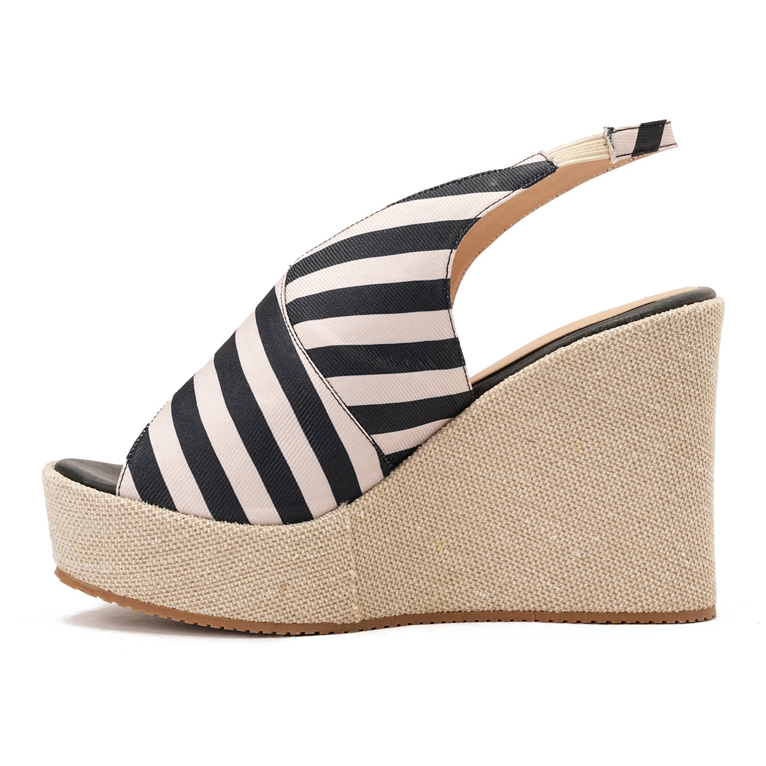  black Women's striped high heel sandal