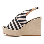  black Women's striped high heel sandal