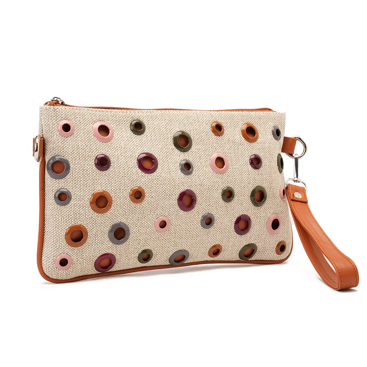 brown clutch and cross bag