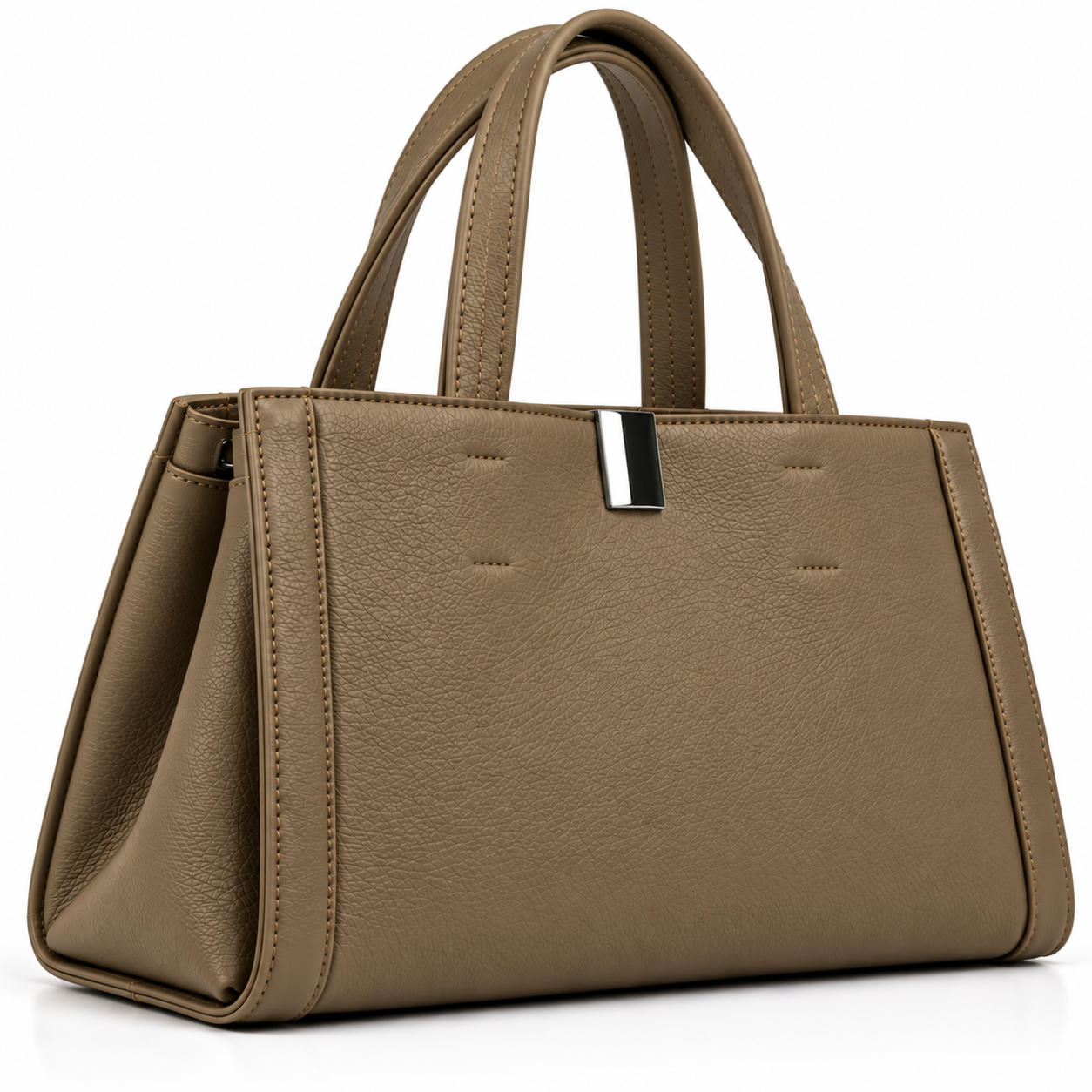 Elise Structured Tote Bag – Taupe Brown