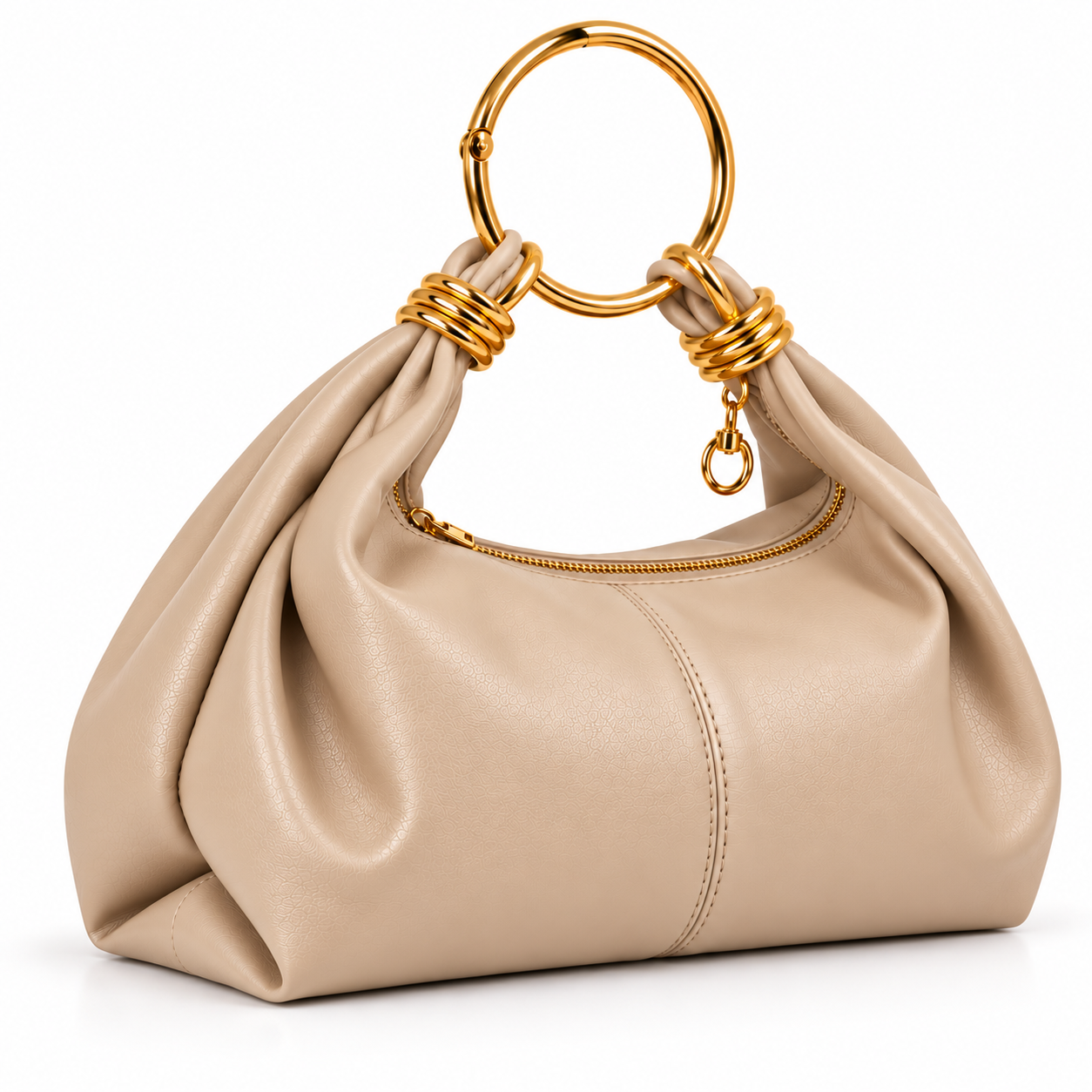 Aurelia Ring Handle Bag – Beige