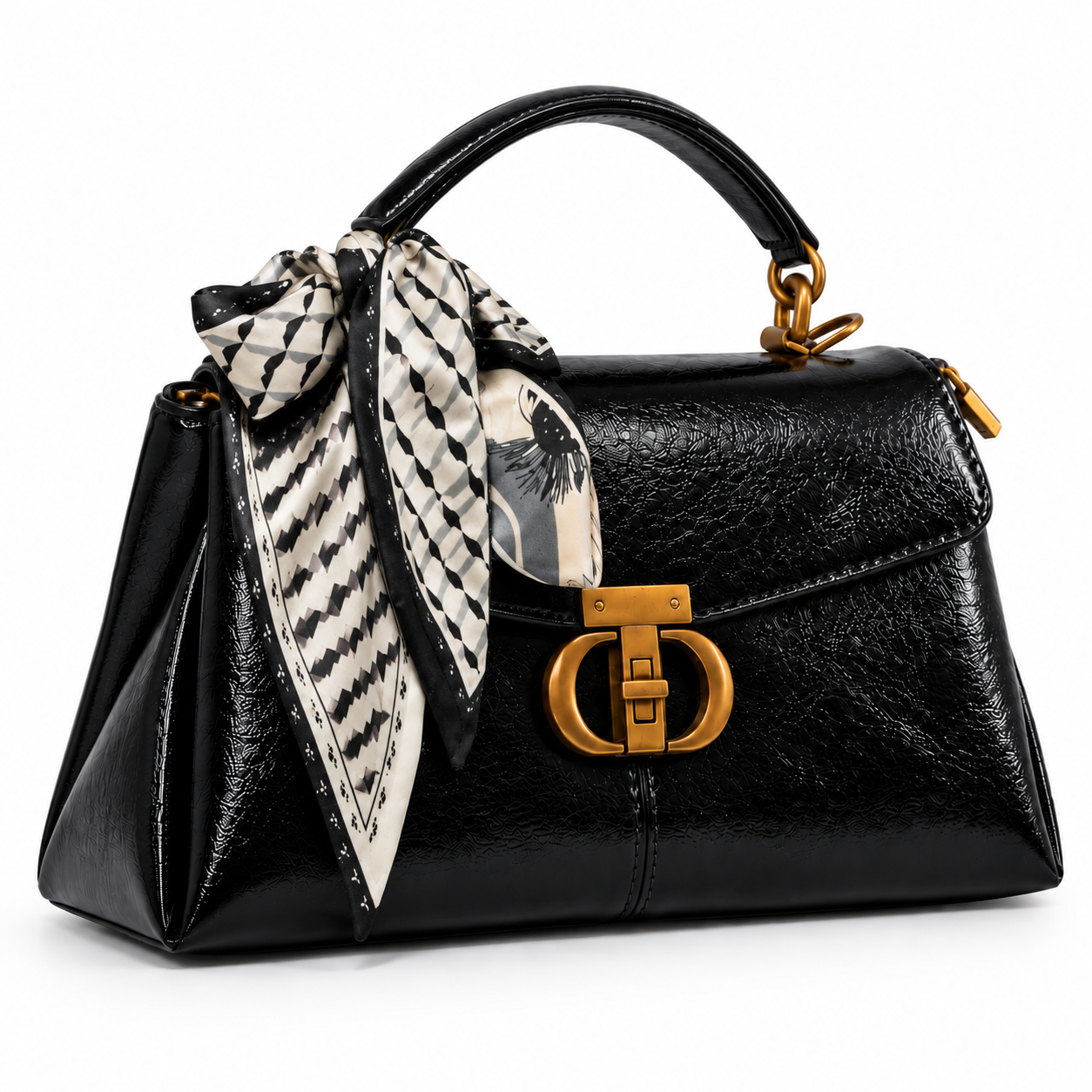 Celeste Scarf Handbag – Black