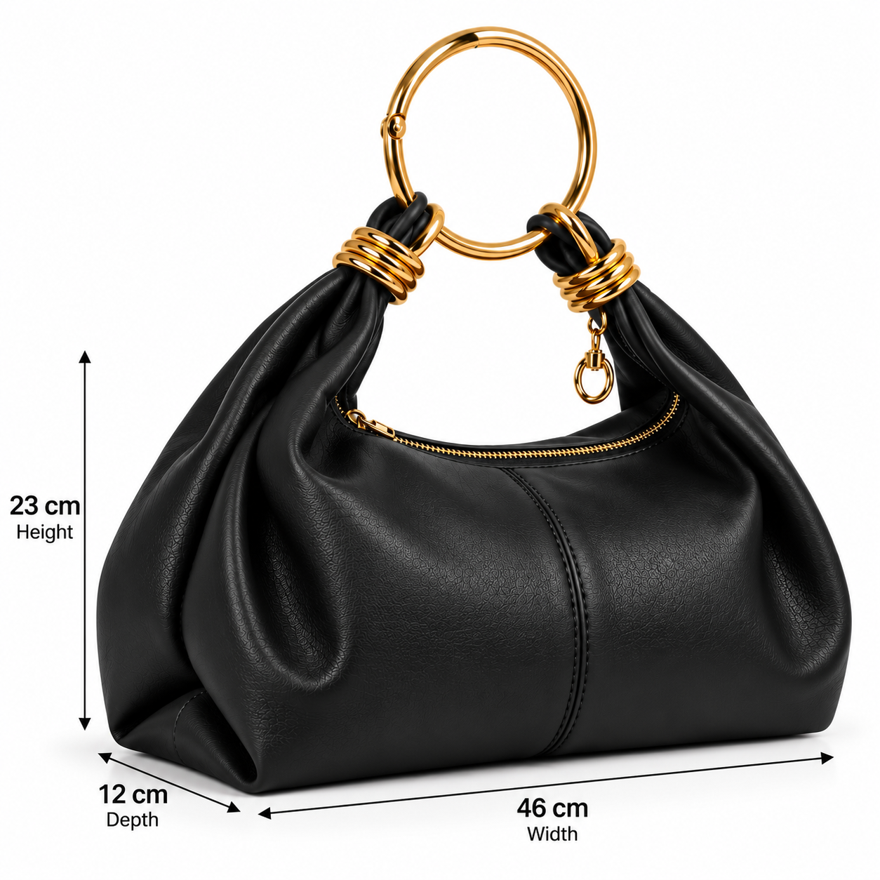 Aurelia Ring Handle Bag – Black