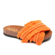 orange slipper handmade with two wide straps