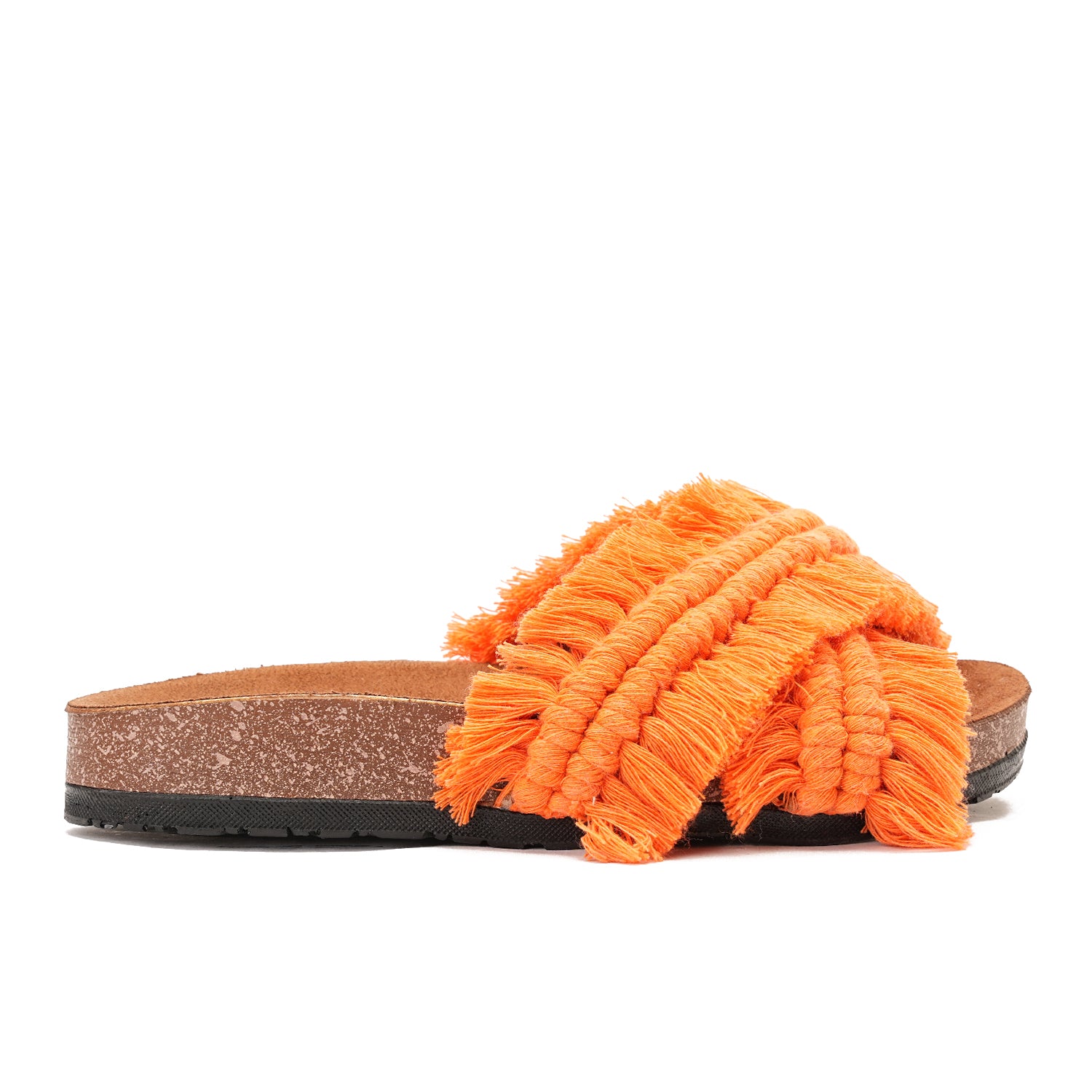 orange slipper handmade with two wide straps