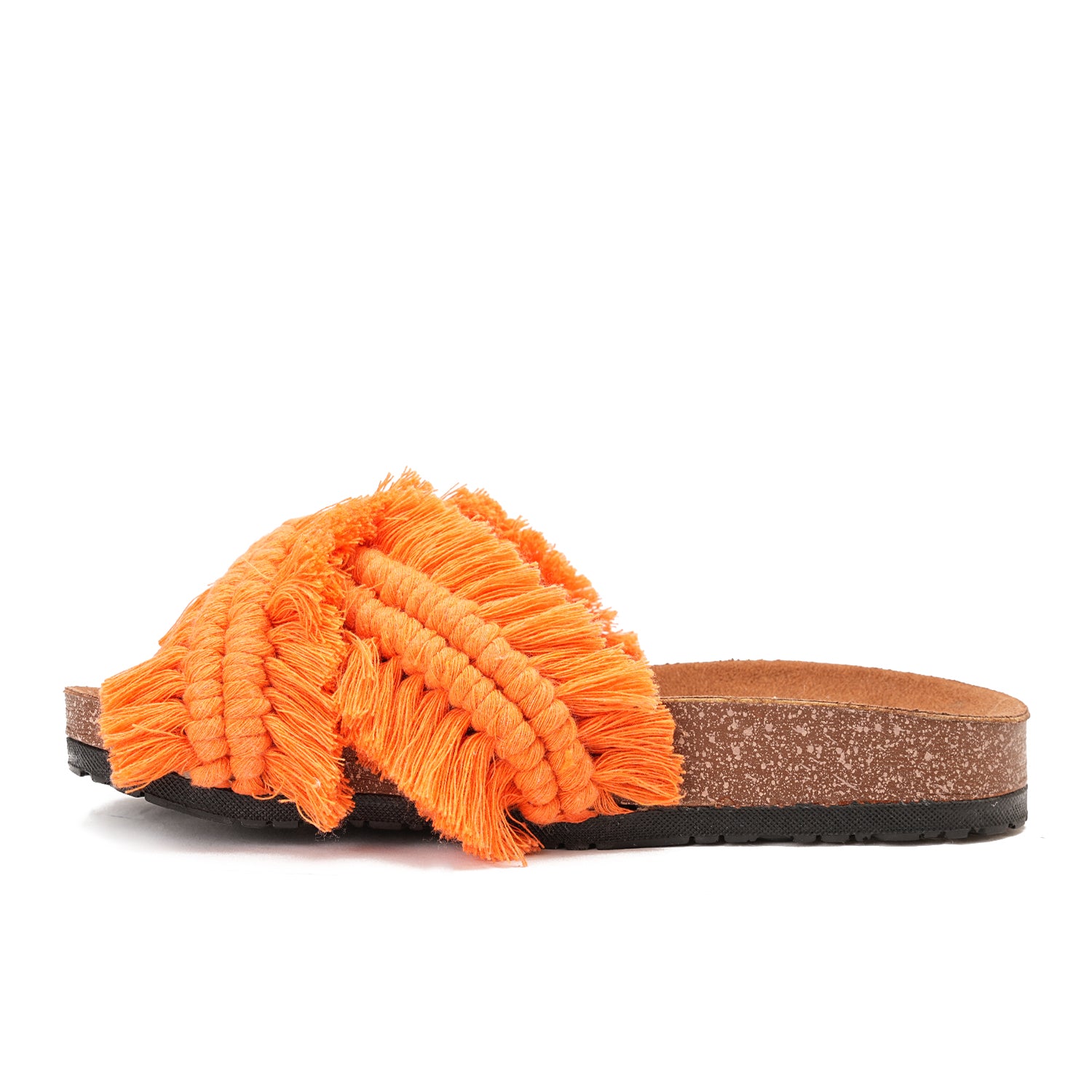 orange slipper handmade with two wide straps