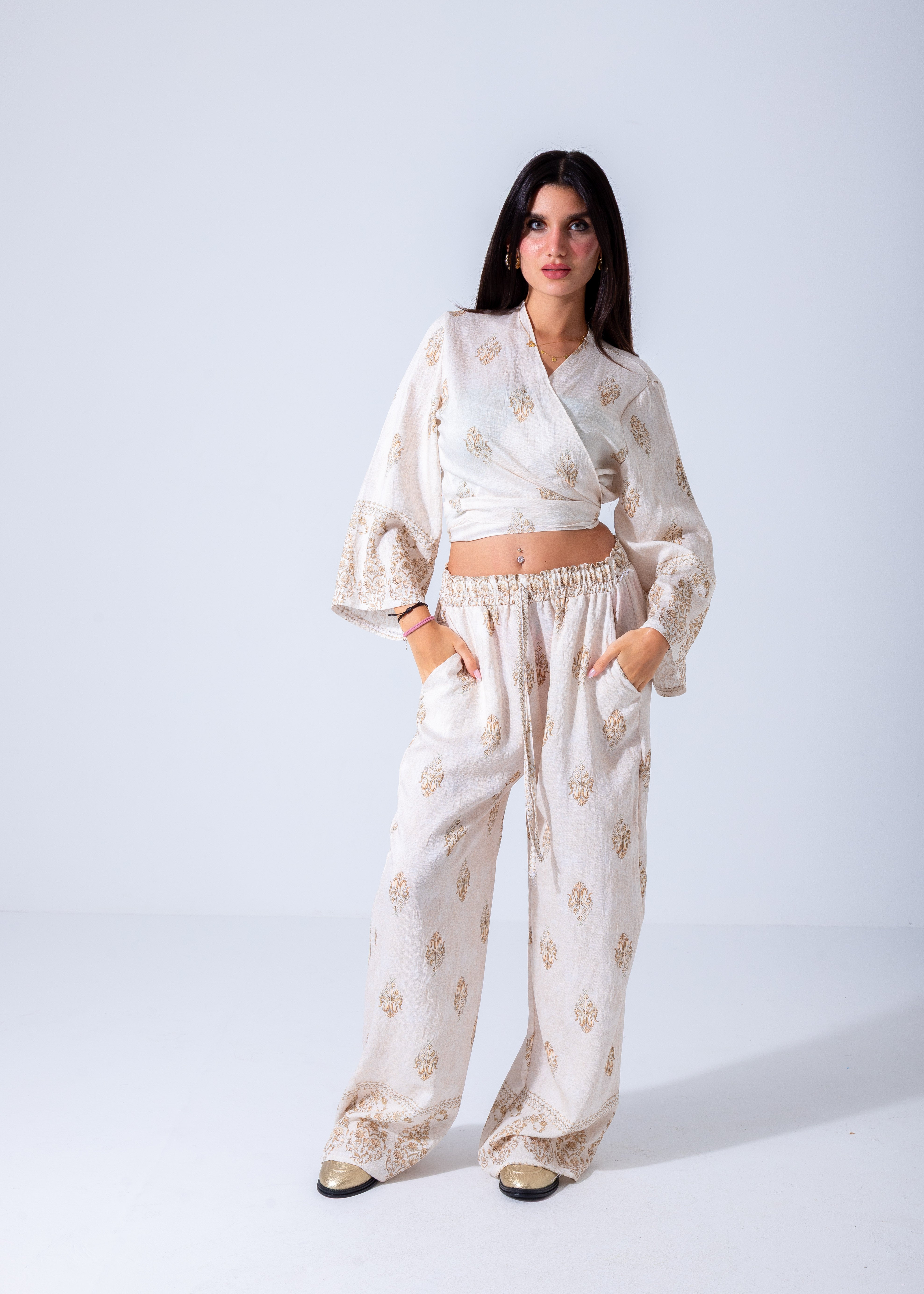 Luxe Boho Wrap Jumpsuit - White