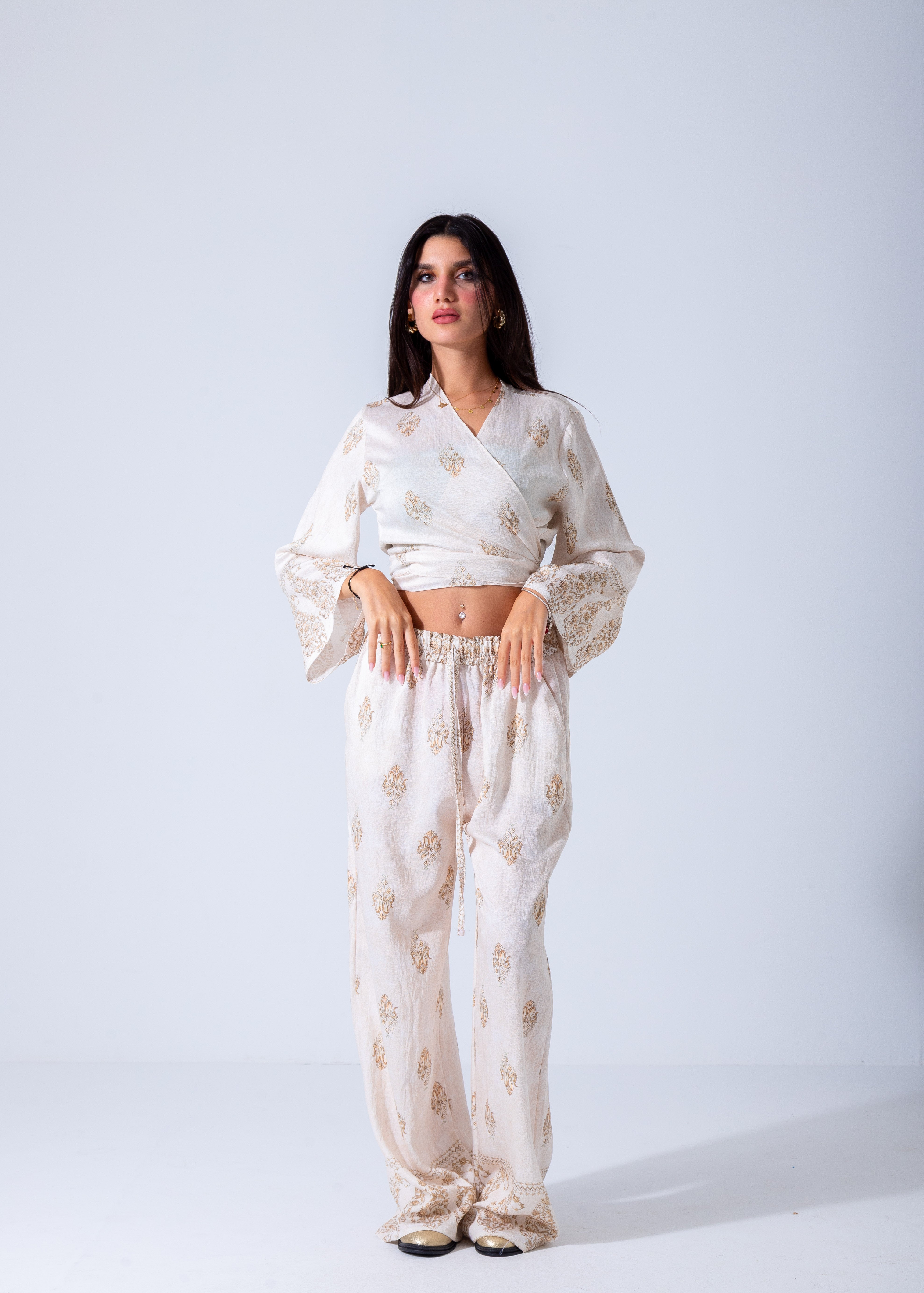 Luxe Boho Wrap Jumpsuit - White