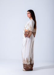 Bohemian Chic Belted Kimono & Wide-Leg Pants Set - Brown